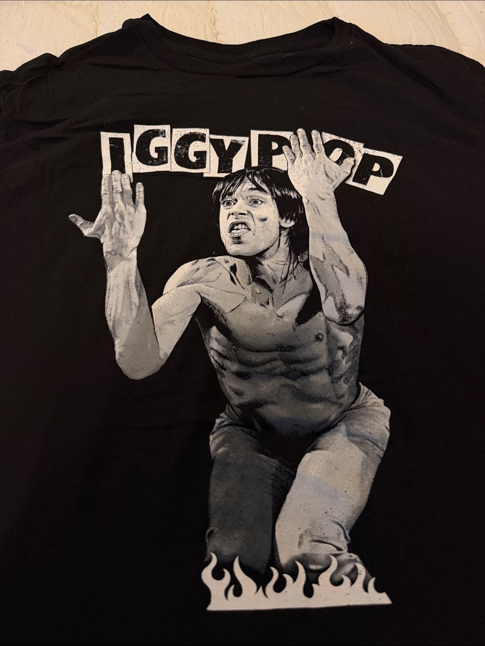 Black Graphic Rock Band T-Shirt - Black IGGY POP